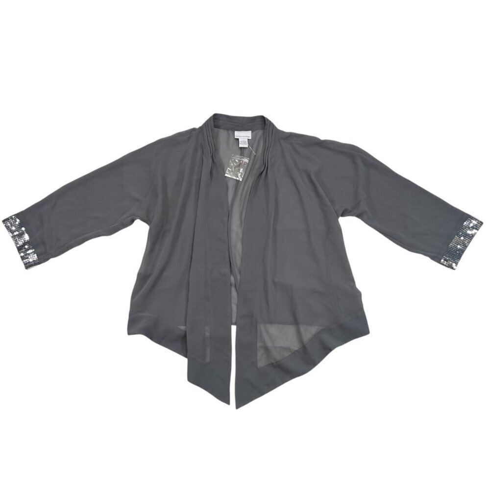 Soft Surroundings Large Sheer Sequin Cardigan Gray Casual FLAW